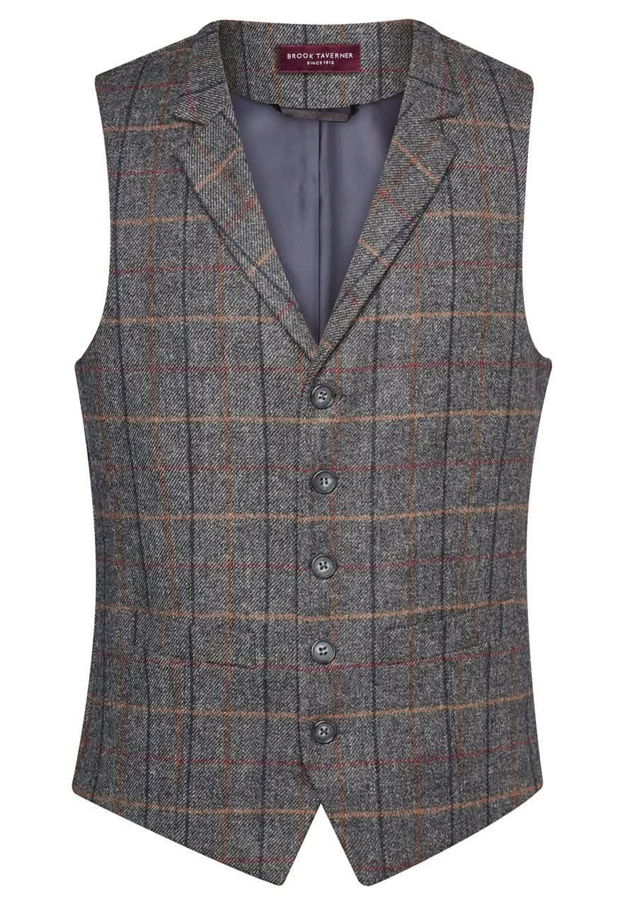 1463: Memphis Mens Waistcoat Mens Waistcoat Brook Taverner Grey/Brown S