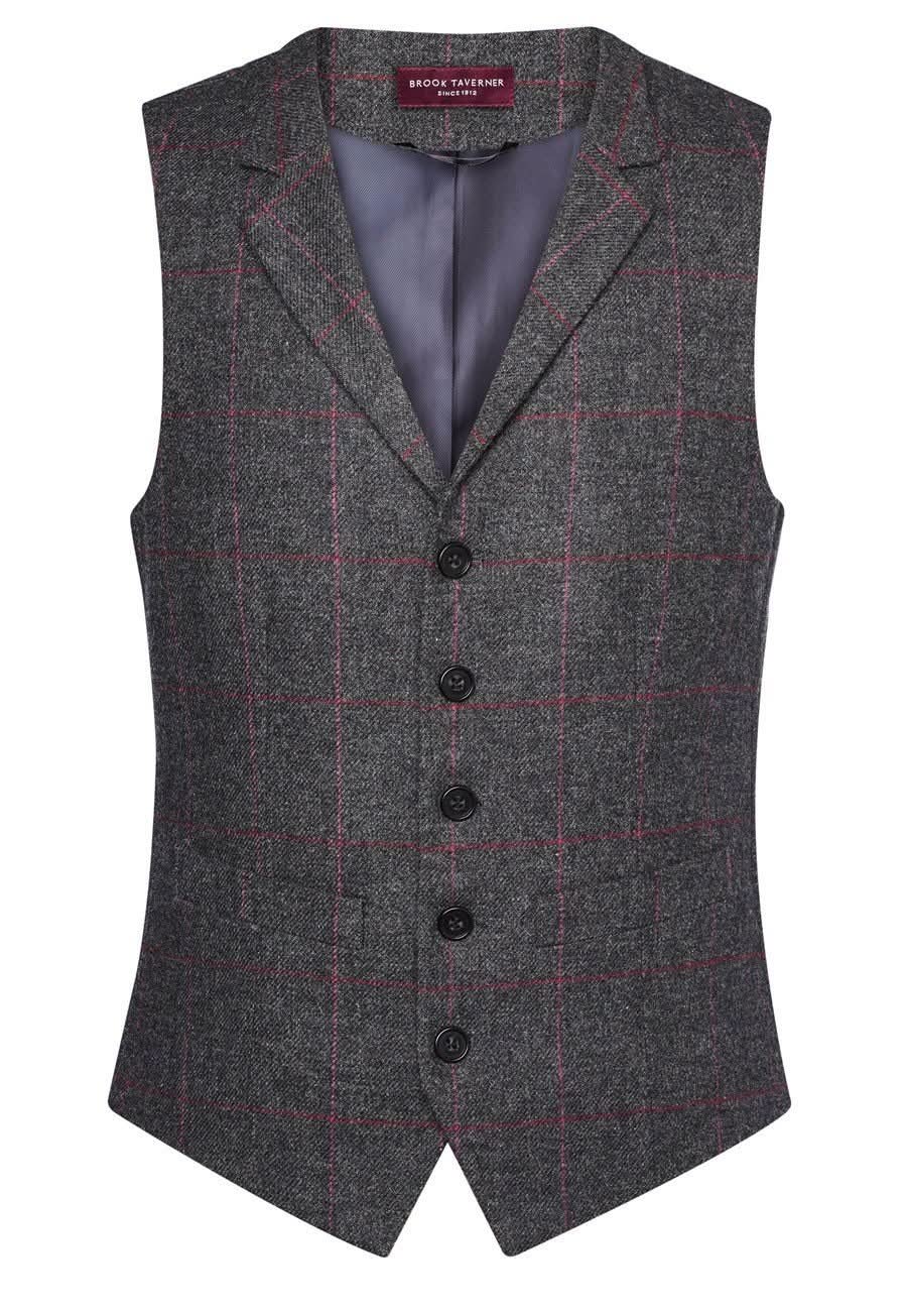 1463: Memphis Mens Waistcoat Mens Waistcoat Brook Taverner Charcoal/Pink S