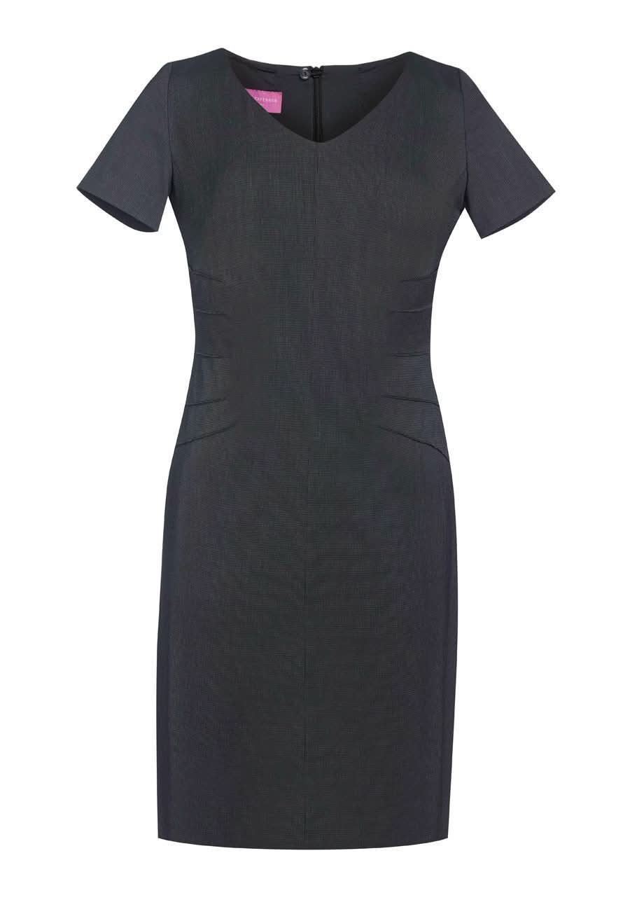 Portia Ladies V-Neck Dress Dresses Brook Taverner Charcoal Pin Dot 4 Regular