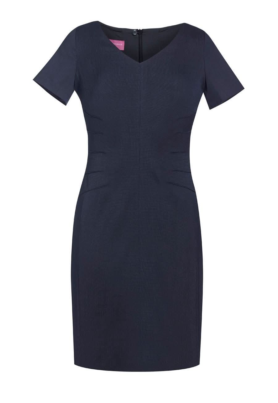 Portia Ladies V-Neck Dress Dresses Brook Taverner Navy Pin Dot 4 Regular
