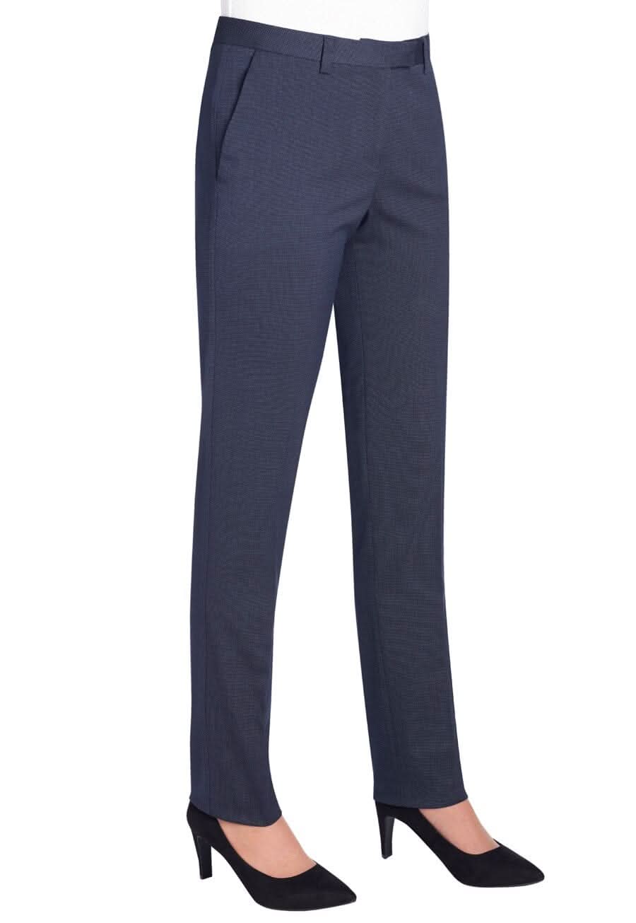 Ophelia Ladies Slim Fit Trouser Ladies Suit Trouser Brook Taverner Navy Pindot 4 Short (27")