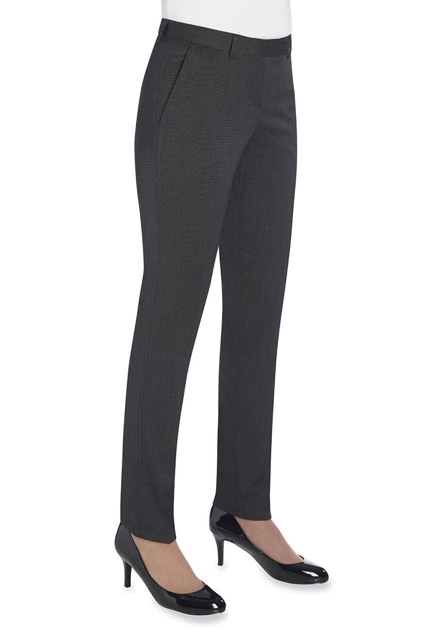 Ophelia Ladies Slim Fit Trouser Ladies Suit Trouser Brook Taverner Charcoal Pindot 4 Short (27")