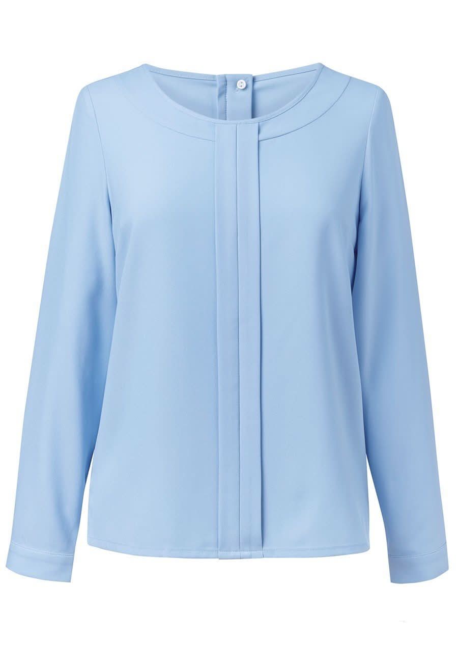Roma Plain Ladies Crepe de Chine Blouse Blouses Brook Taverner Sky Blue 6