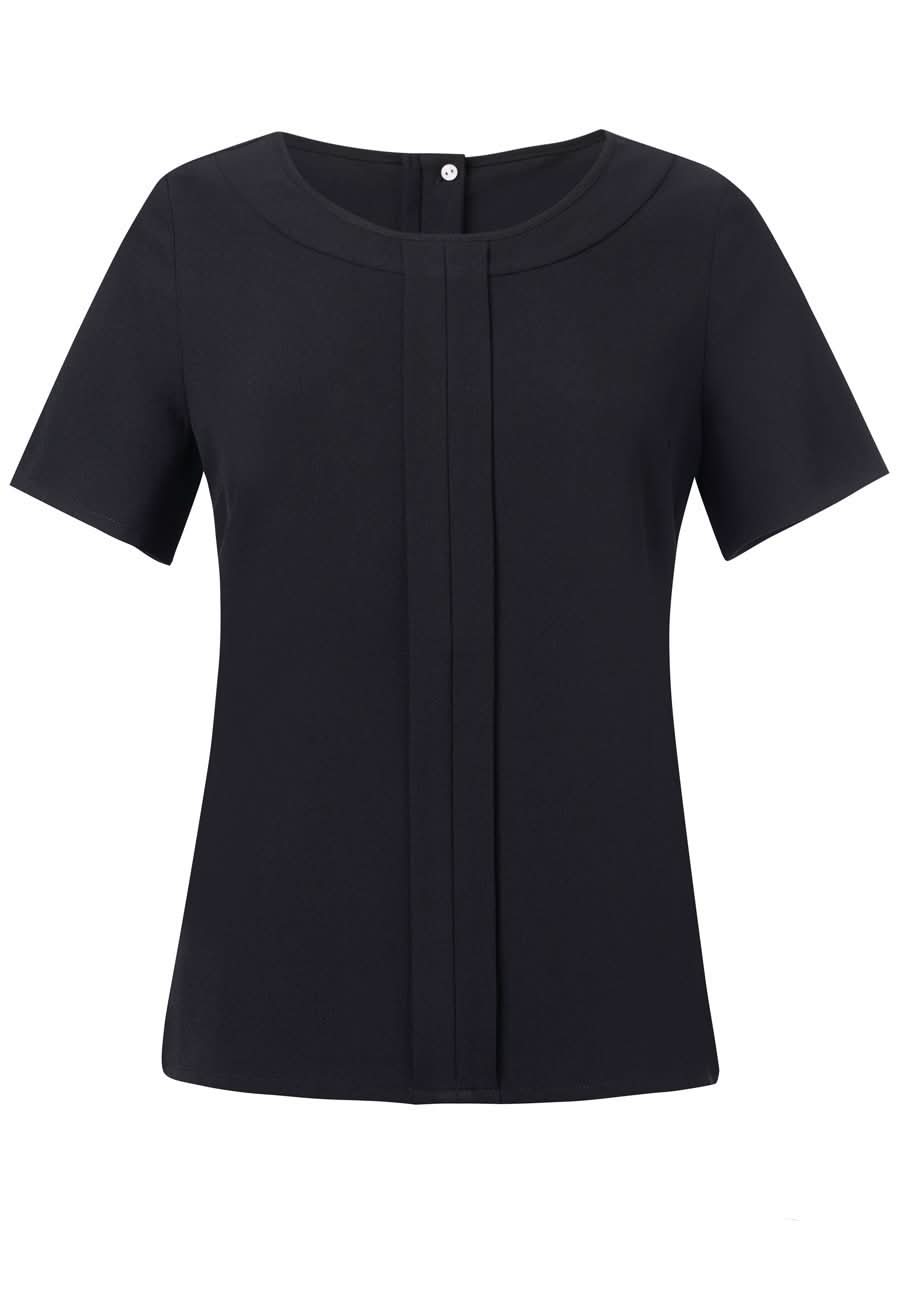 Verona Ladies Crepe de Chine Plain Blouse Blouses Brook Taverner Black 6
