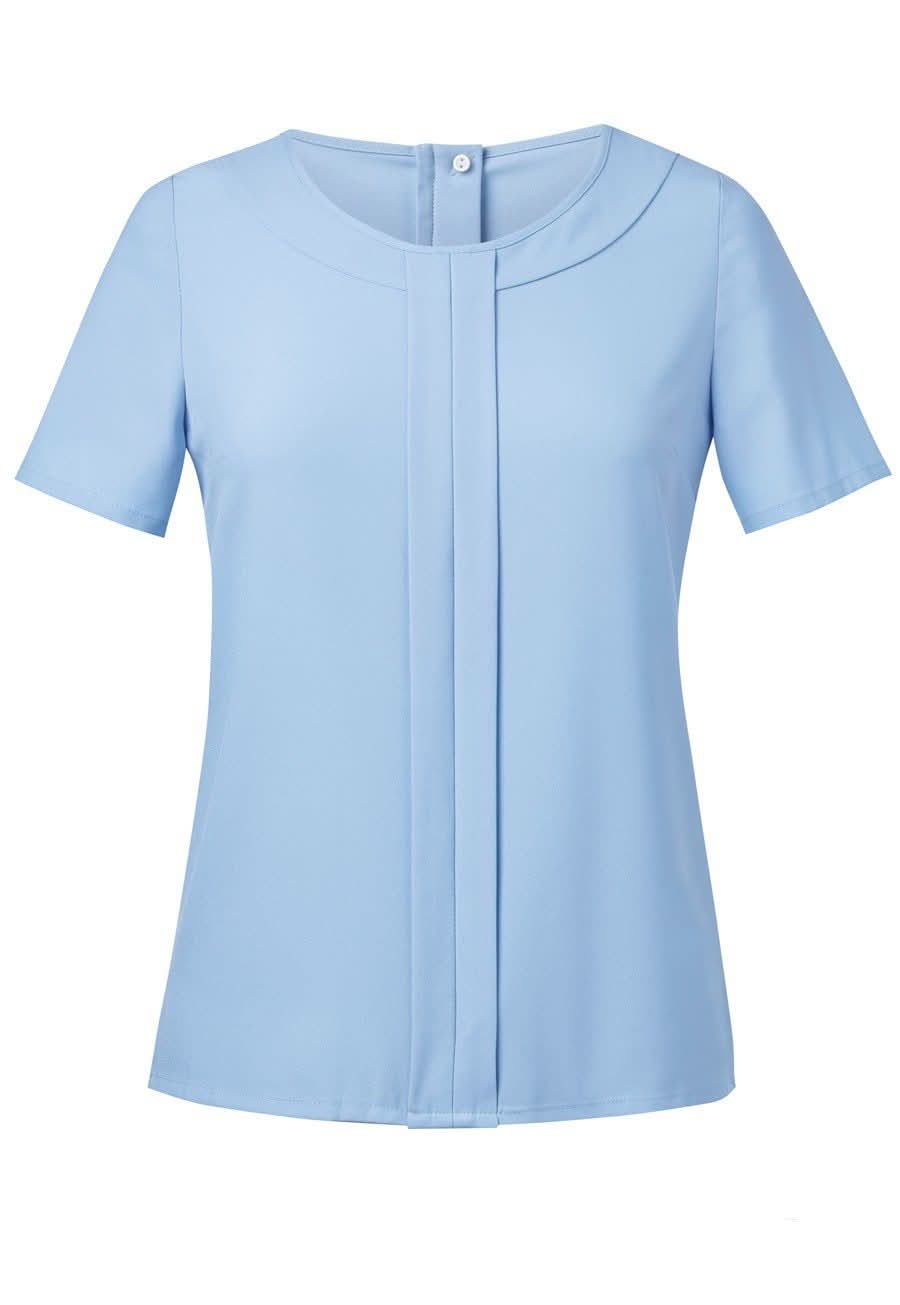 Verona Ladies Crepe de Chine Plain Blouse Blouses Brook Taverner Sky Blue 6