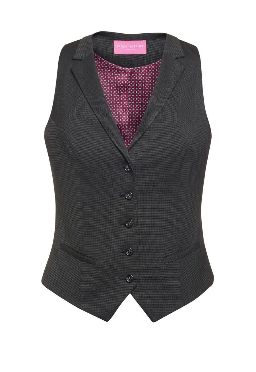 Larissa Ladies Suit Waistcoat Ladies Waistcoat Brook Taverner Charcoal Pin Dot 6