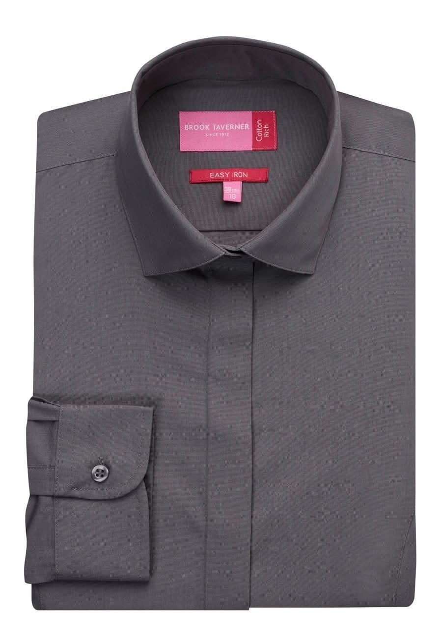 Parma Ladies Long Sleeve Blouse Womens Long Sleeve Shirts Brook Taverner Grey 6