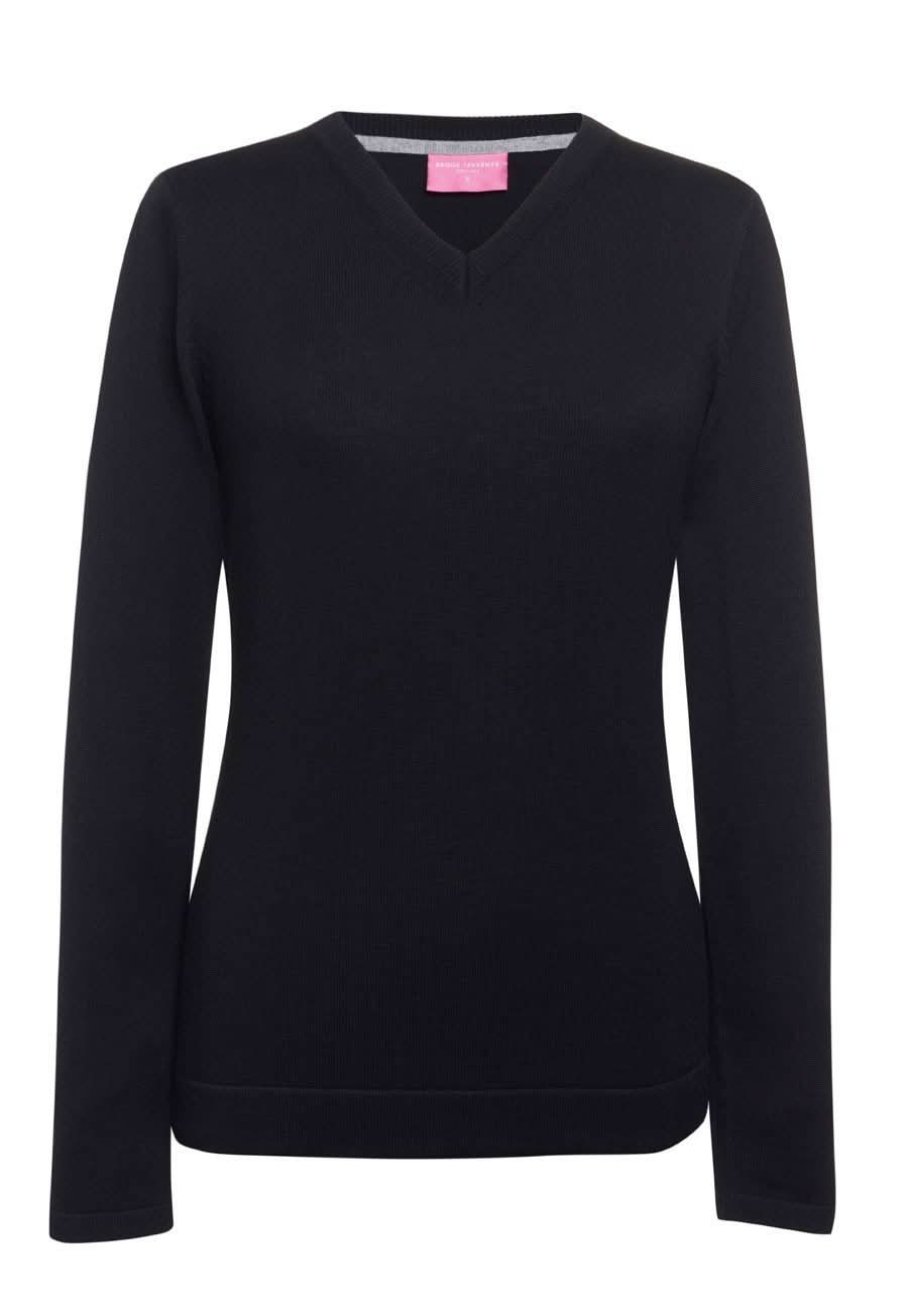 2307: Atlanta Ladies V-Neck Jumper Womens Knitwear Brook Taverner Black XS