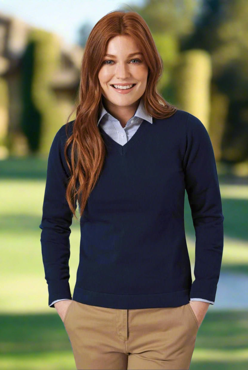 2307: Atlanta Ladies V-Neck Jumper Womens Knitwear Brook Taverner