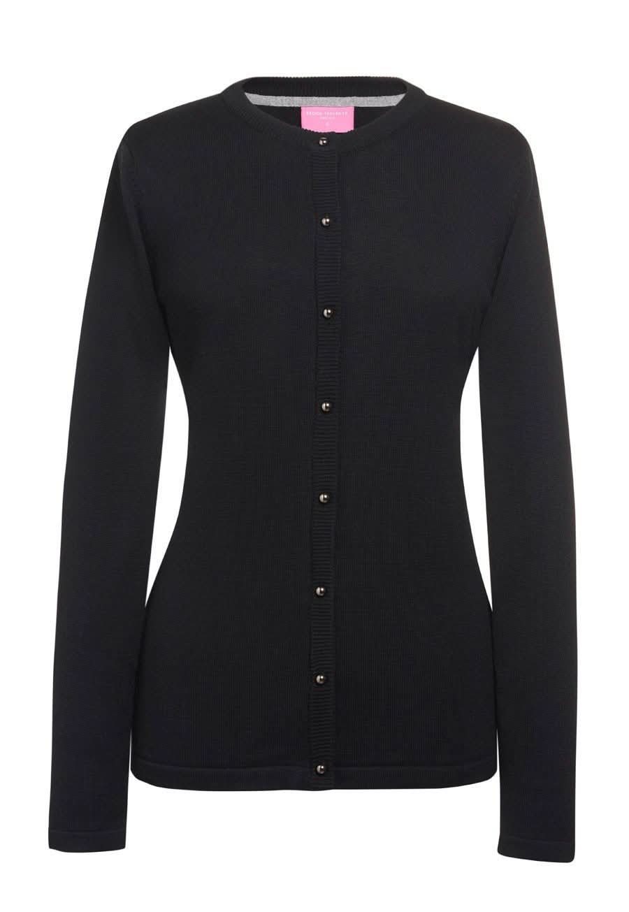 2308: Seattle Crew-Neck Ladies Cardigan Womens Knitwear Brook Taverner Black XS