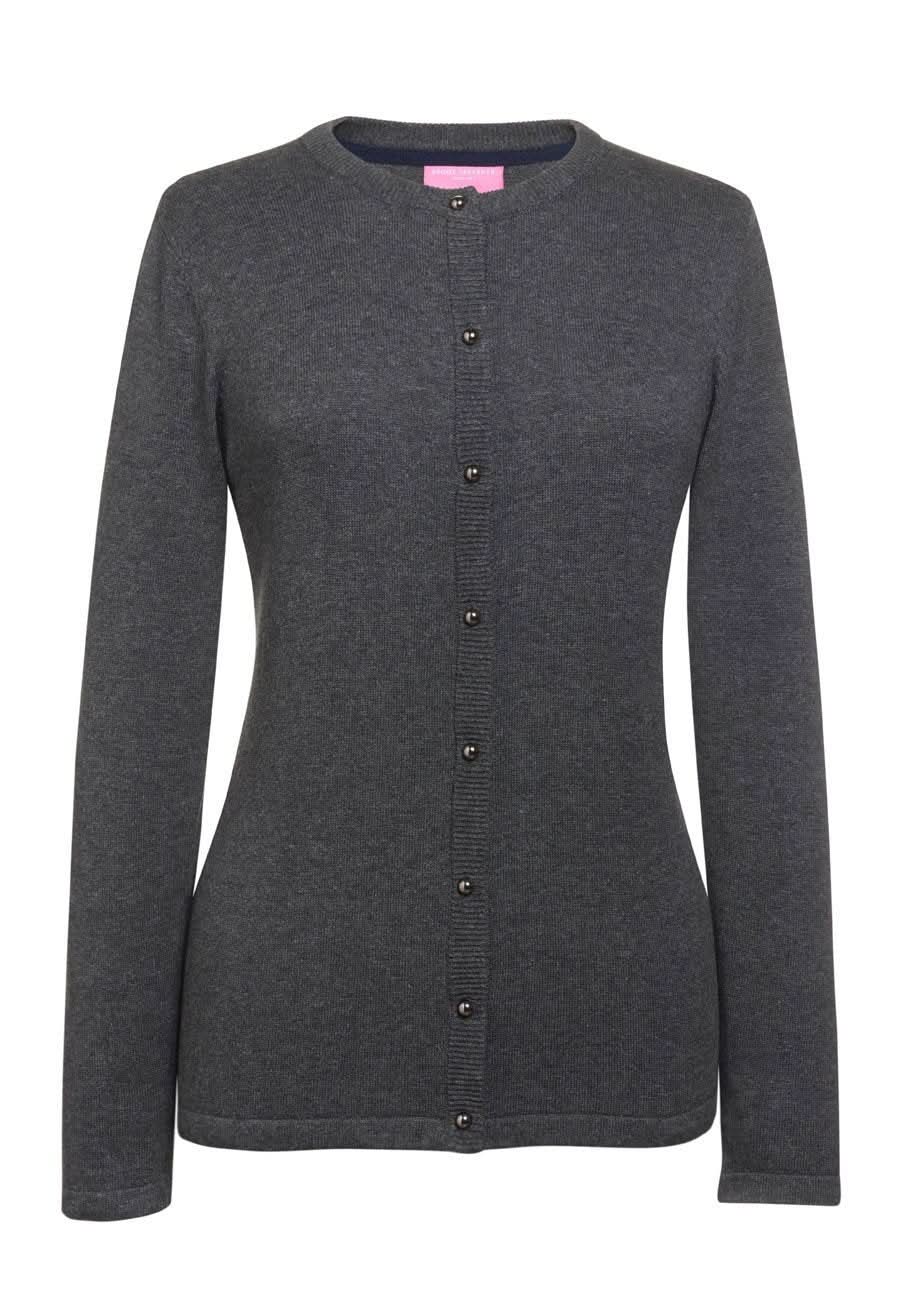 2308: Seattle Crew-Neck Ladies Cardigan Womens Knitwear Brook Taverner Charcoal XS