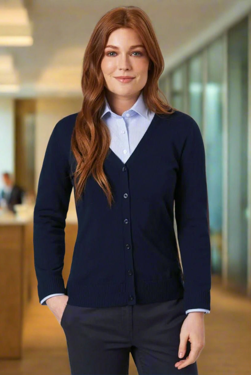 2309: Augusta Ladies V-Neck Cardigan Womens Knitwear Brook Taverner