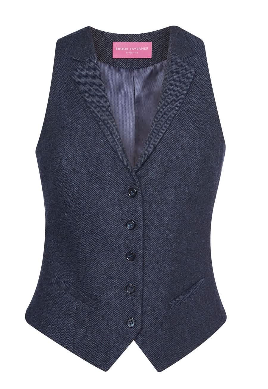 2310: Nashville Ladies Waistcoat Ladies Waistcoat Brook Taverner Navy Herringbone XS