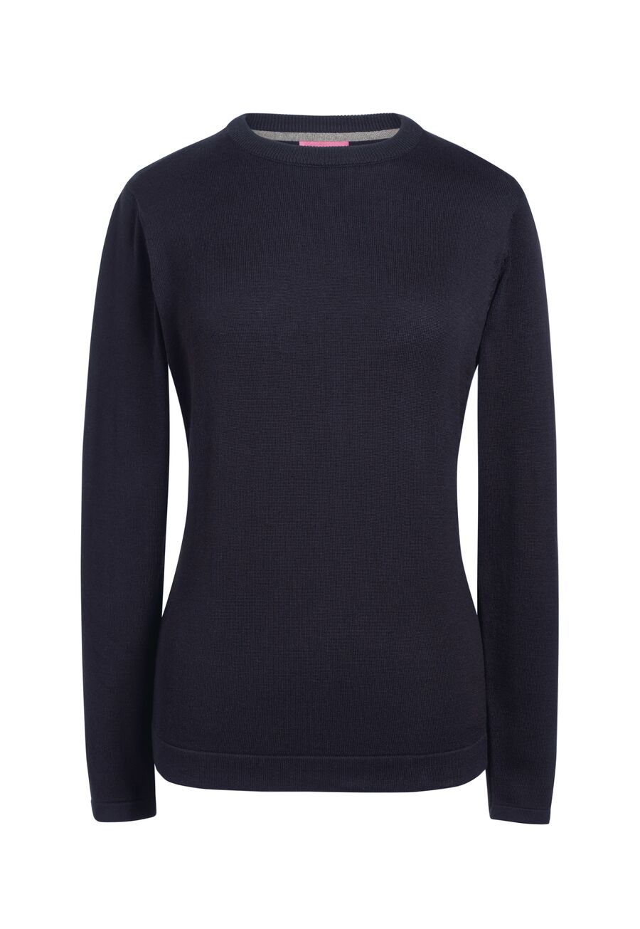 2384: Helena Ladies Crew Neck Jumper Womens Knitwear Brook Taverner Navy XS
