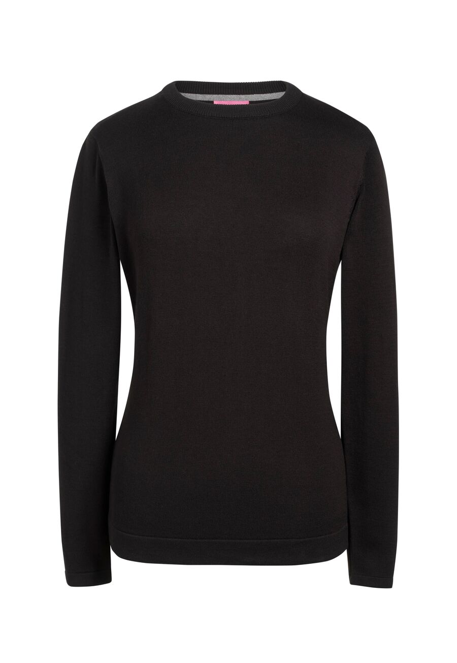 2384: Helena Ladies Crew Neck Jumper Womens Knitwear Brook Taverner Black XS