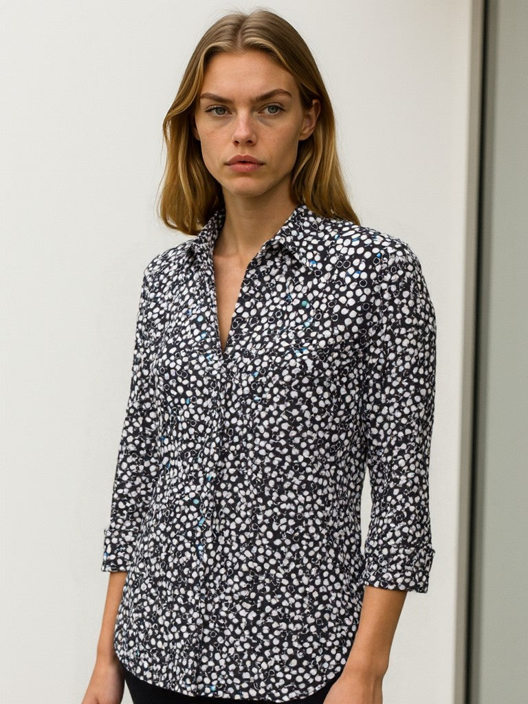 Evie 3/4 Sleeve Ladies Blouse Blouses Vortex Designs Black 6