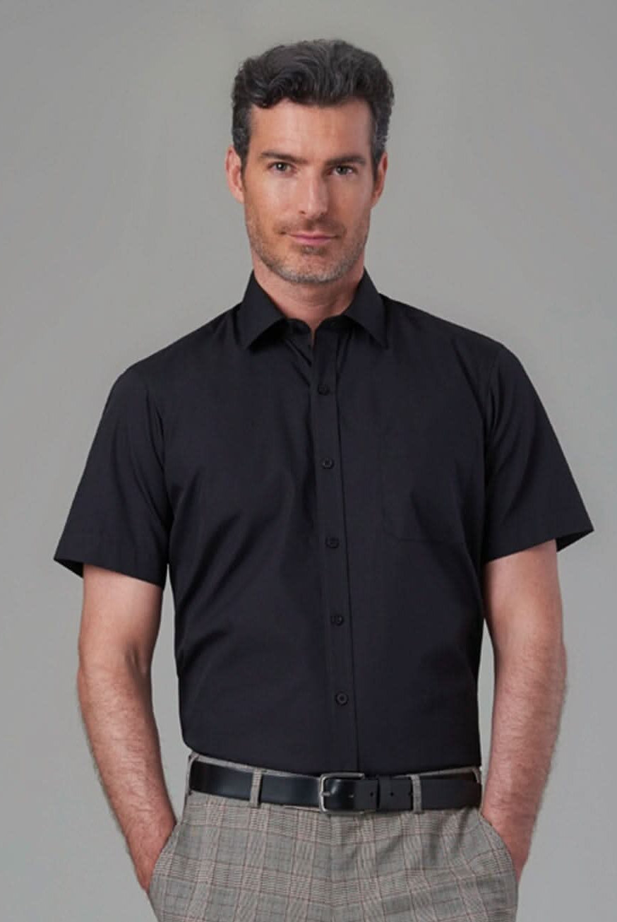 Rosello Mens Classic Fit Shirt Mens Short Sleeve Shirts Brook Taverner Black 14.5"