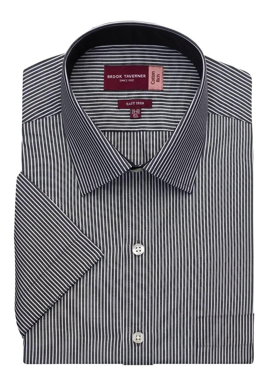 Savona Classic Fit Mens Striped Shirt Mens Short Sleeve Shirts Brook Taverner
