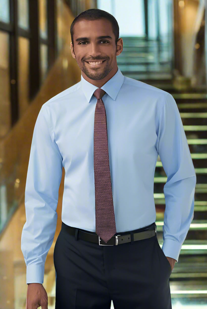 Pisa Mens Slim Fit Shirt Mens Long Sleeve Shirts Brook Taverner Sky Blue 14.5"