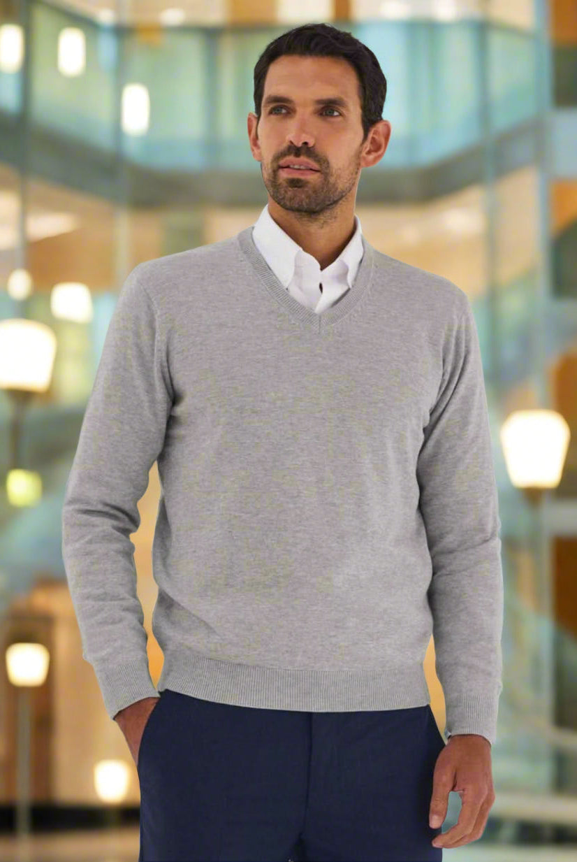 7818: Boston Mens V-Neck Jumper Mens Knitwear Brook Taverner