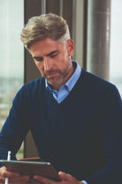 7818: Boston Mens V-Neck Jumper Mens Knitwear Brook Taverner