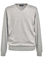 7818: Boston Mens V-Neck Jumper Mens Knitwear Brook Taverner Silver Grey XS