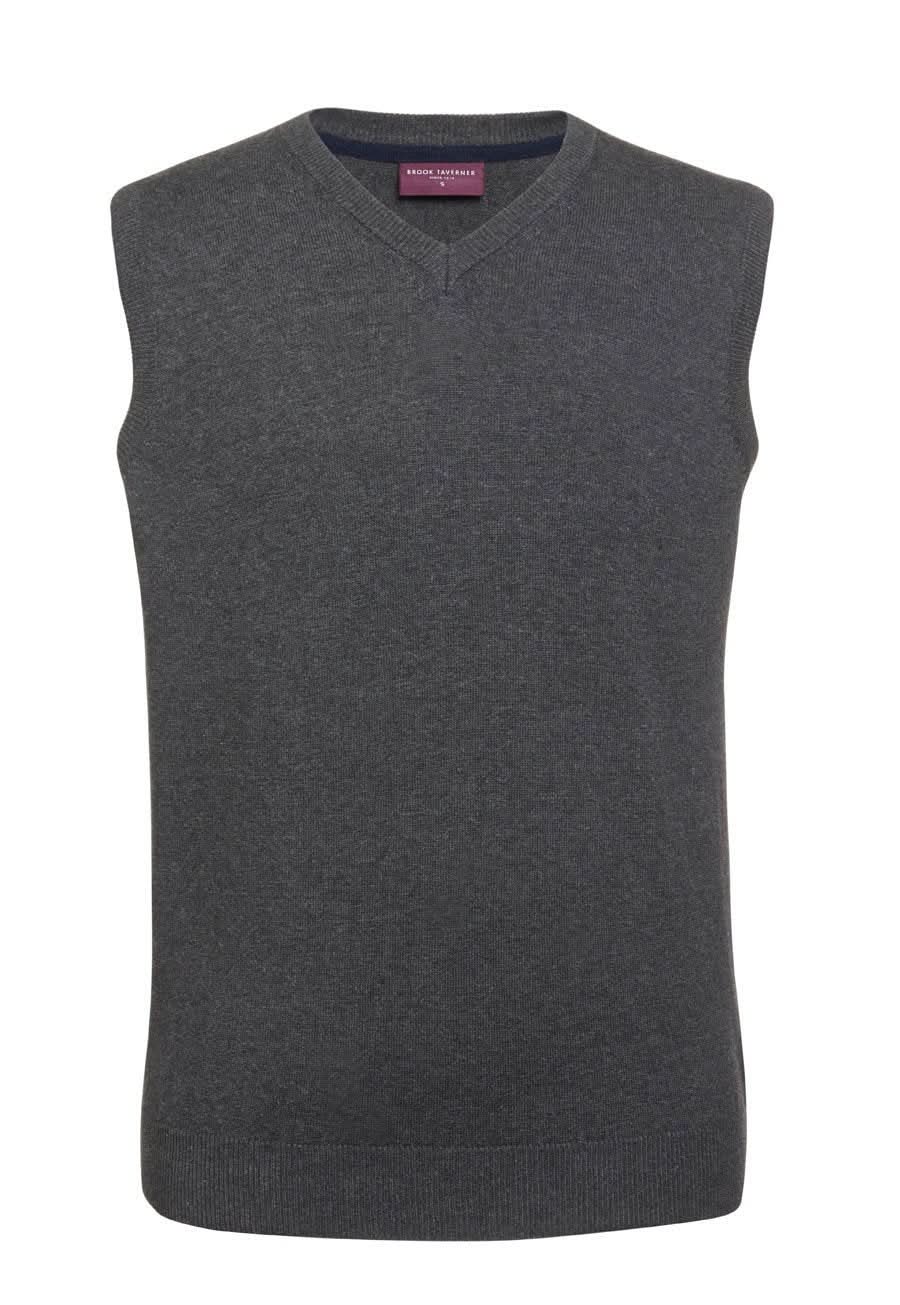 7819: Detroit Mens V-Neck Sleeveless Top Mens Knitwear Brook Taverner Charcoal XS