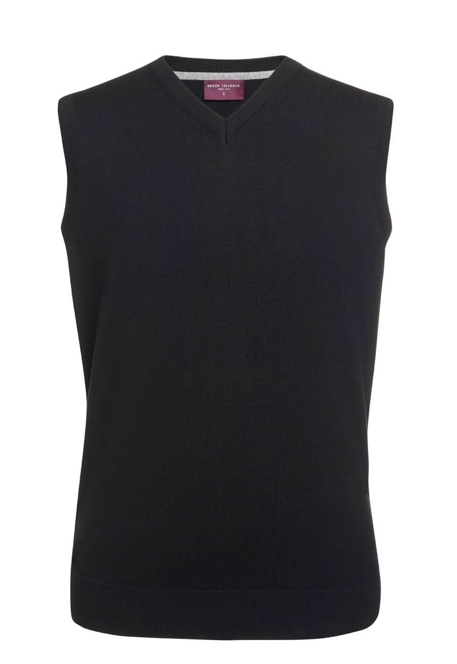 7819: Detroit Mens V-Neck Sleeveless Top Mens Knitwear Brook Taverner Black XS