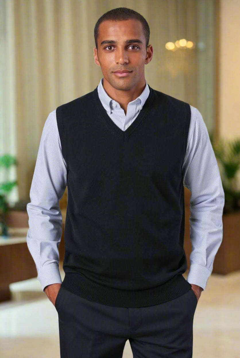 7819: Detroit Mens V-Neck Sleeveless Top Mens Knitwear Brook Taverner