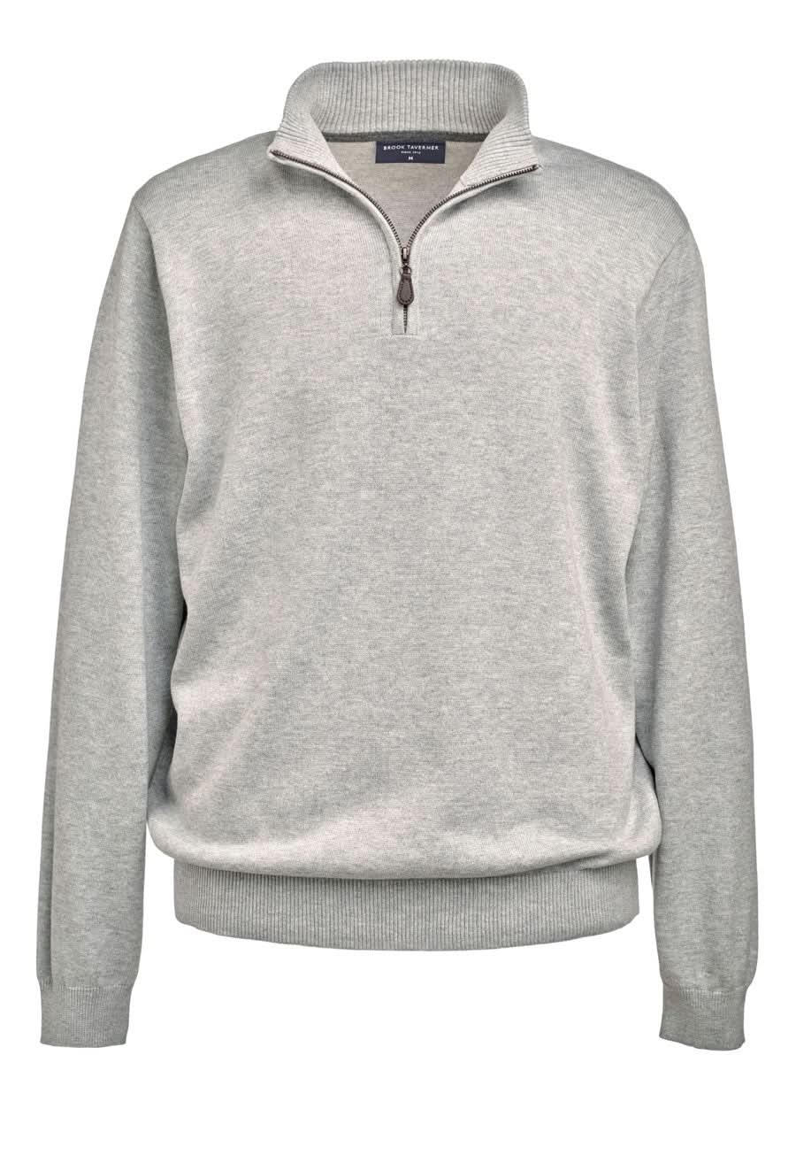 7898: Dallas 1/4 Zip Mens Jumper Mens Knitwear Brook Taverner Silver XS