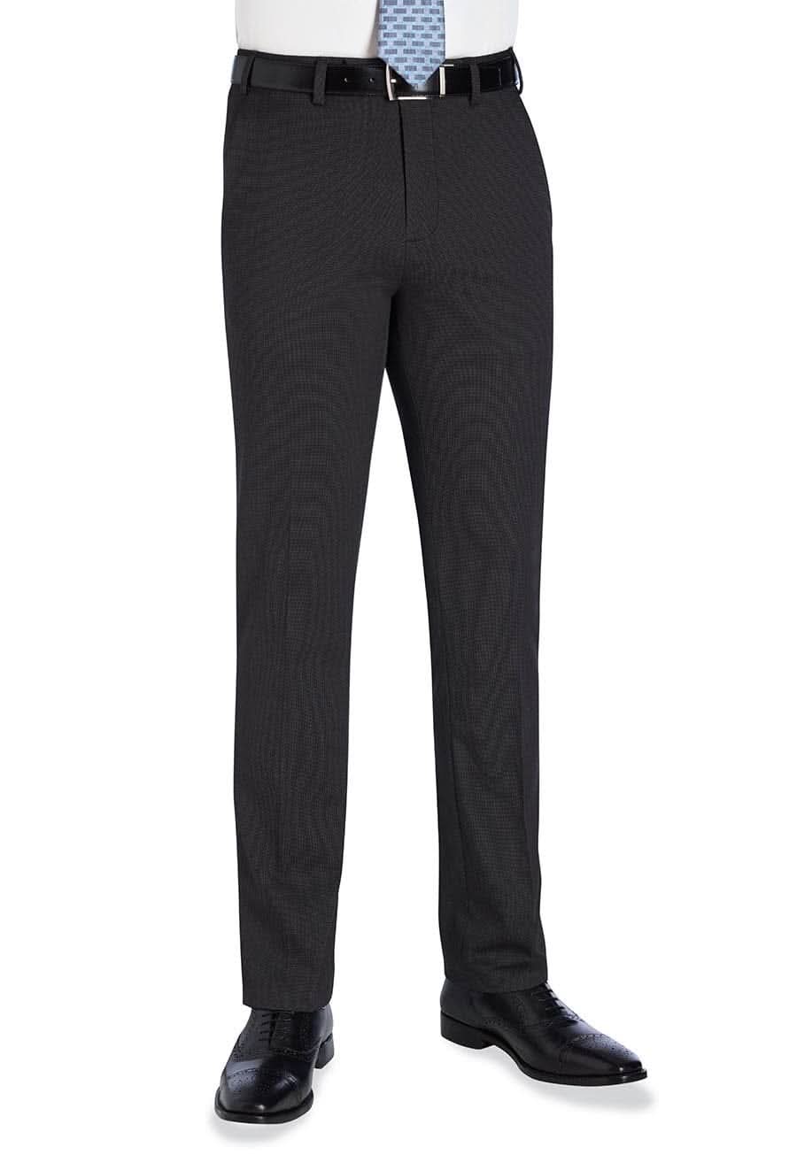 Pegasus Mens Slim Leg Trouser Mens Suit Trouser Brook Taverner Charcoal Pindot 28 Short (29.5")