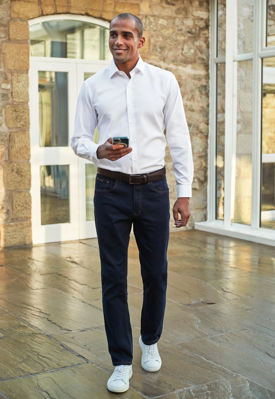 8958: Boulder Tailored Fit Mens Jeans Mens Chinos Brook Taverner Indigo 30" Short