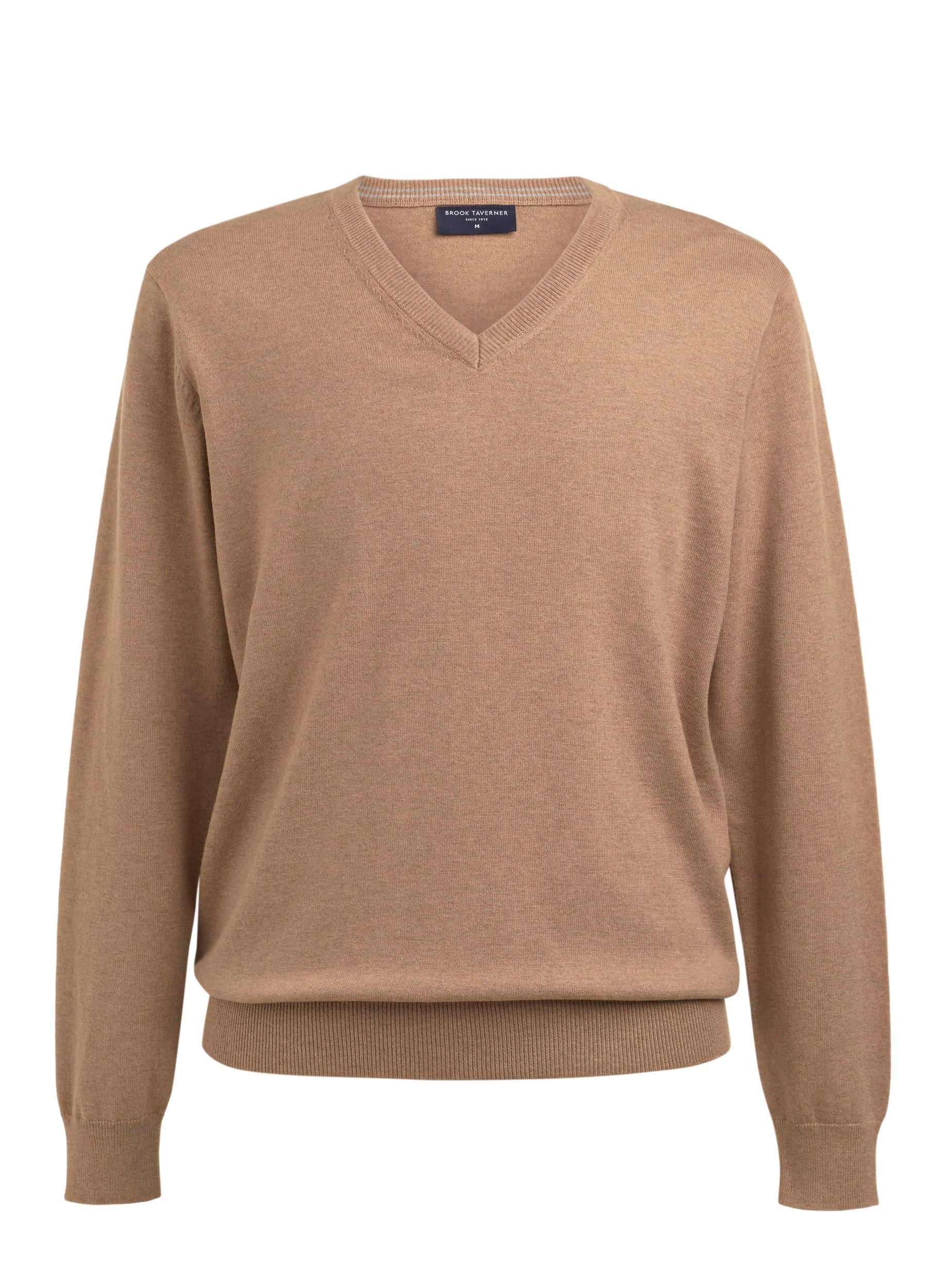 Berlin Mens V-Neck Jumper Mens Knitwear Brook Taverner Oatmeal XS