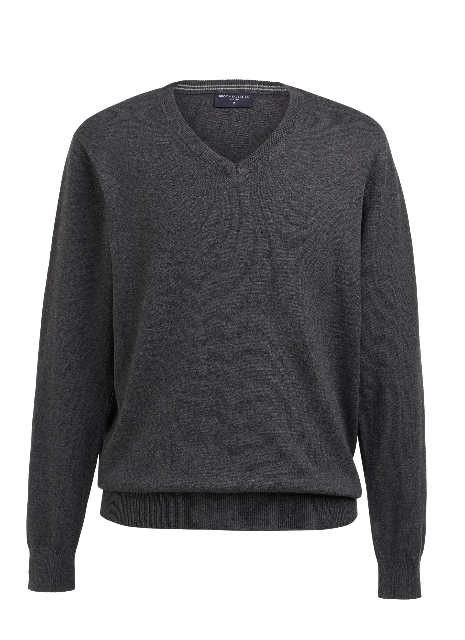 Berlin Mens V-Neck Jumper Mens Knitwear Brook Taverner Charcoal XS