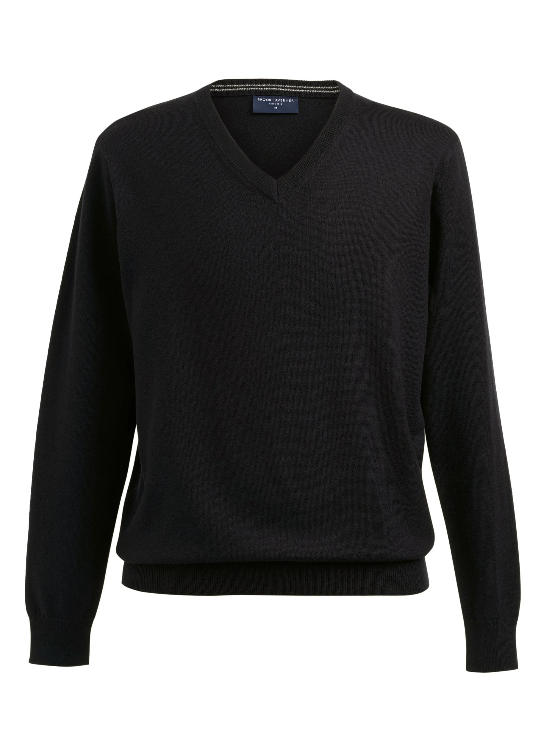 Berlin Mens V-Neck Jumper Mens Knitwear Brook Taverner Black XS