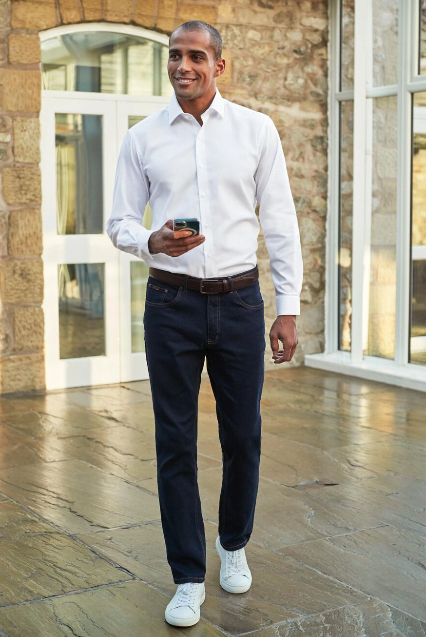 8958: Boulder Tailored Fit Mens Jeans Mens Chinos Brook Taverner Indigo 30" Short