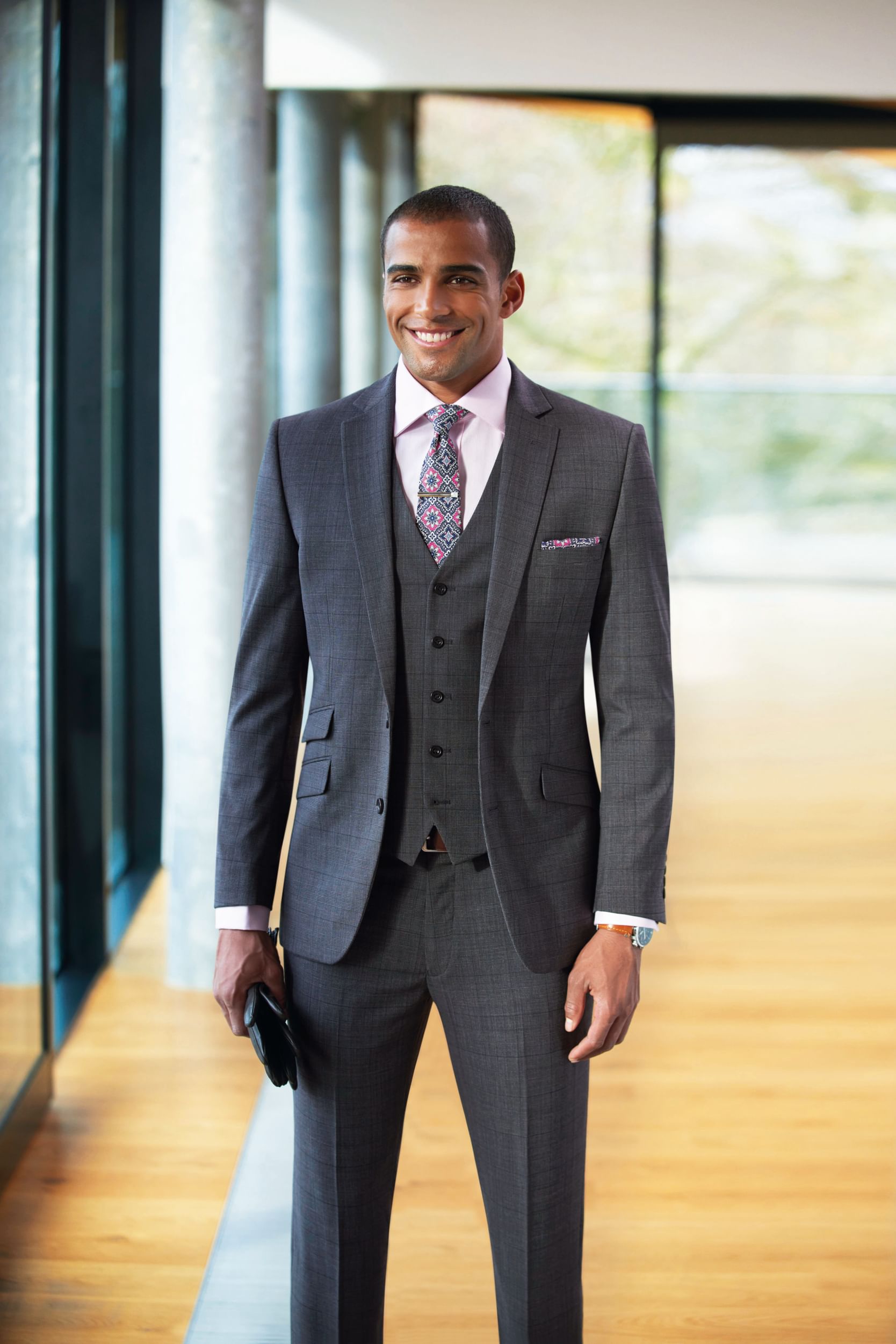 Cassino Signature Mens Slim Fit Trouser Mens Suit Trouser Brook Taverner Grey Check 28" Short