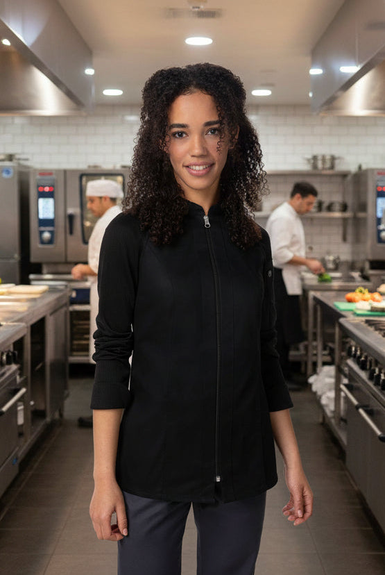 Nepal Long-Sleeve Woman's Chef Jacket Chefs Jacket Chef Works Black XS