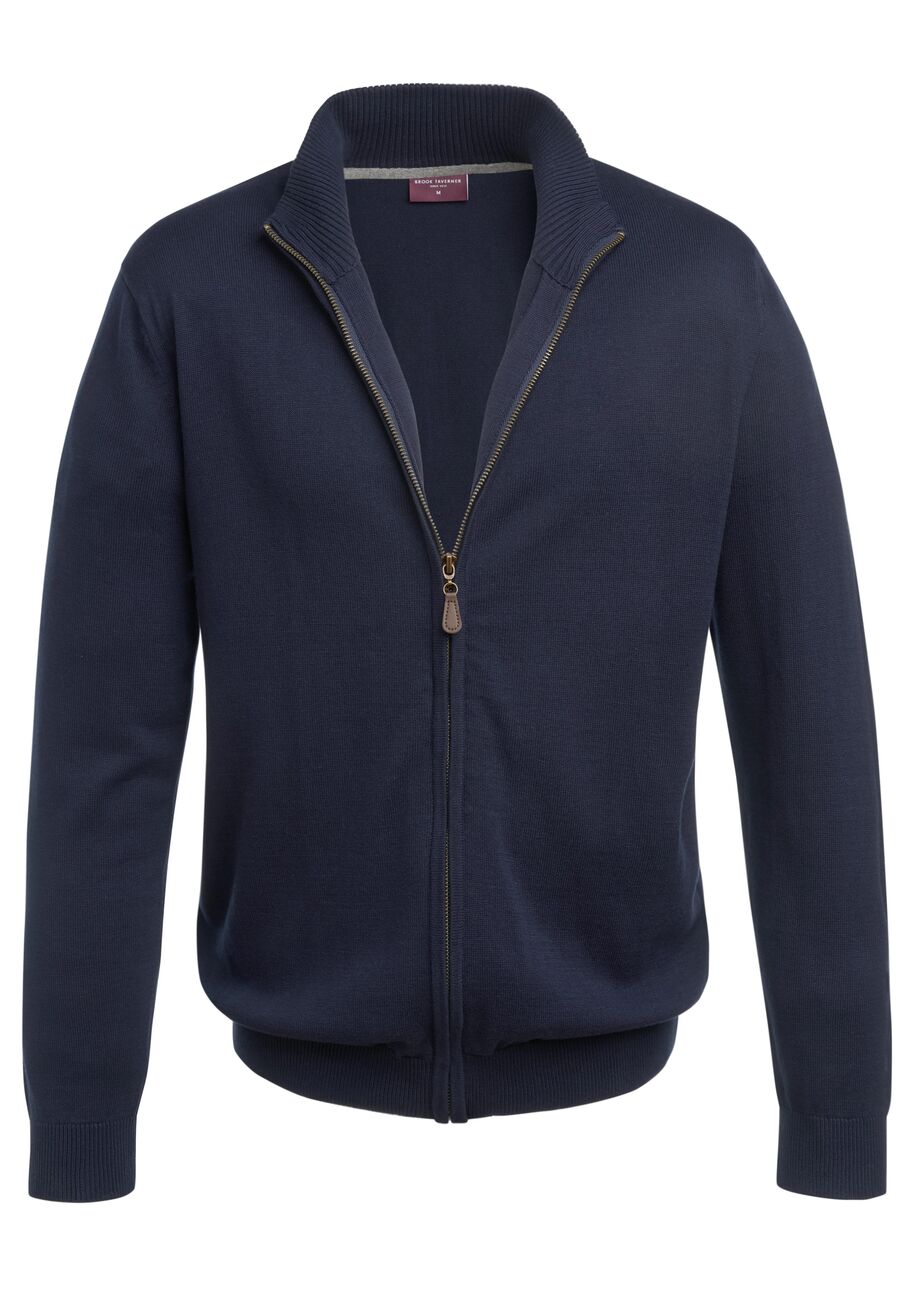4218: Columbus Full Zip Mens Cardigan Mens Knitwear Brook Taverner Navy XS