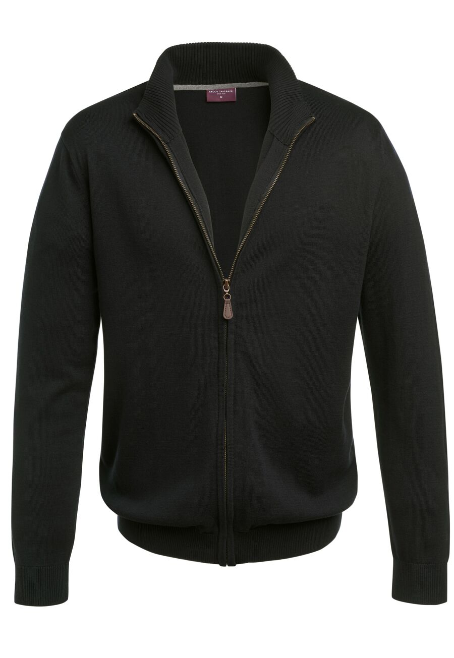 4218: Columbus Full Zip Mens Cardigan Mens Knitwear Brook Taverner Black XS