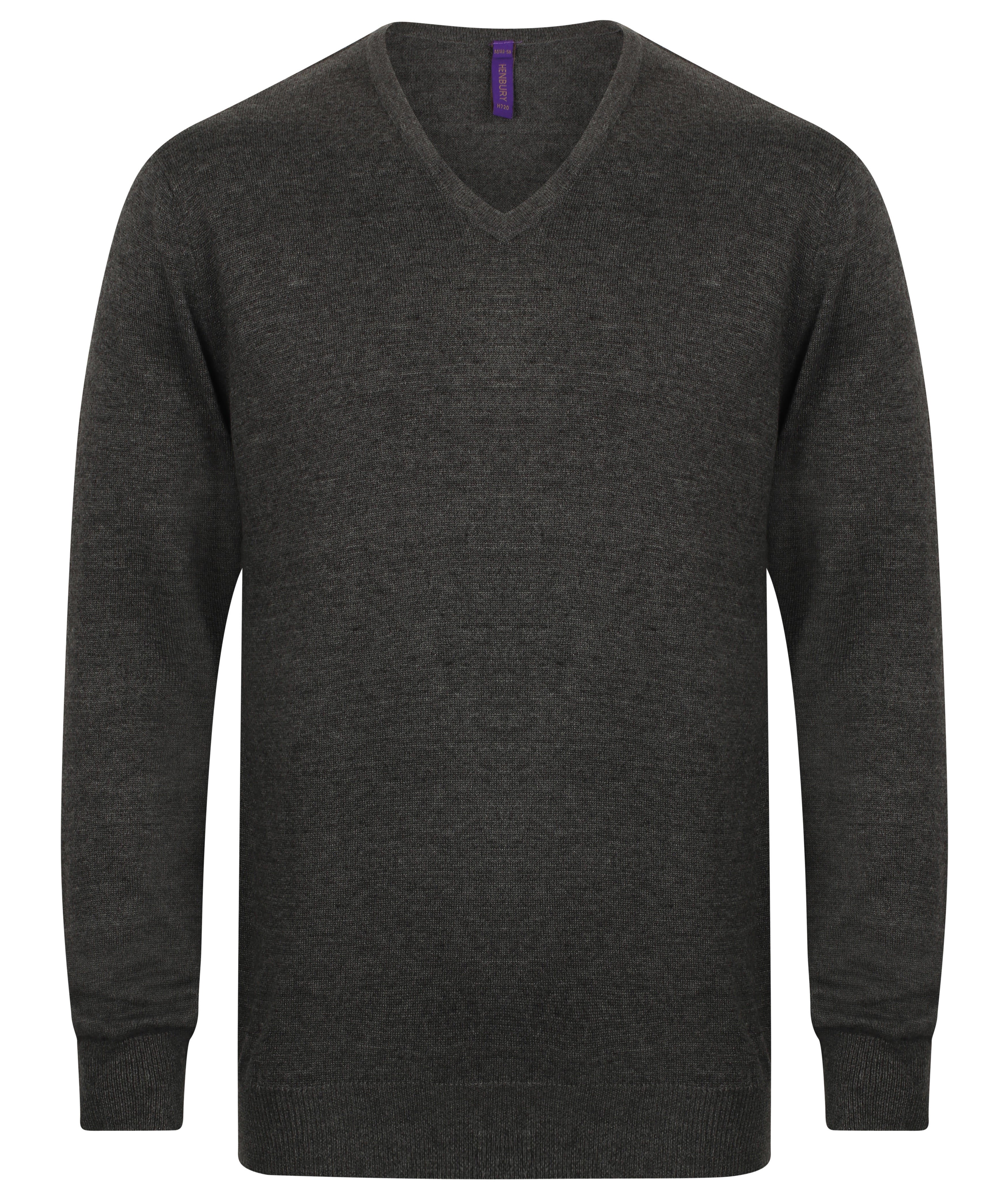 HB720: Mens V-Neck Jumper Mens Knitwear Henbury Grey Marl 2XS