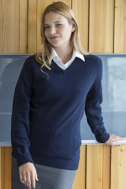 HB732: Ladies Button-up V-Neck Cardigan Womens Knitwear Henbury Navy 2XS