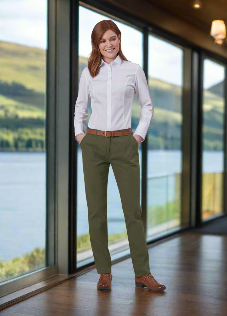 Houston Slim Leg Chino - Bright Colours Womens Chinos Brook Taverner Olive 6 Short