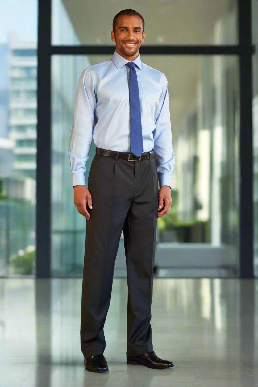 Imola Single Pleat Mens Trouser Mens Suit Trouser Brook Taverner Charcoal 28 Short (29.5")