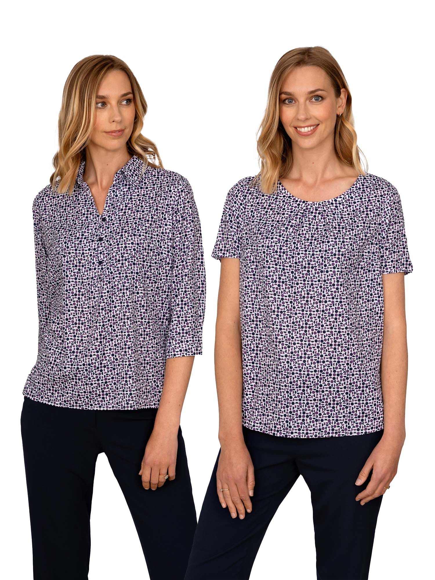 Izzy Ladies Geo Print 3/4 Sleeve Blouse Blouses Vortex Designs