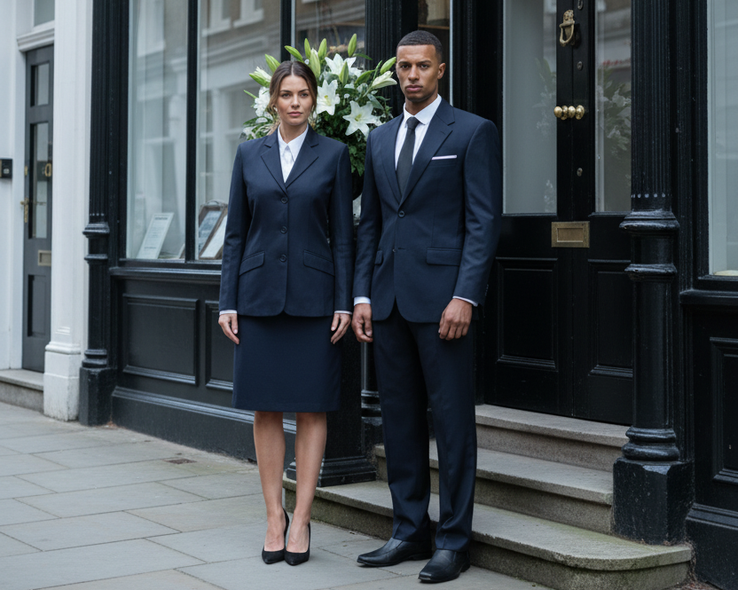 Funeral Directors Stood Outside of a London Funeral Directors