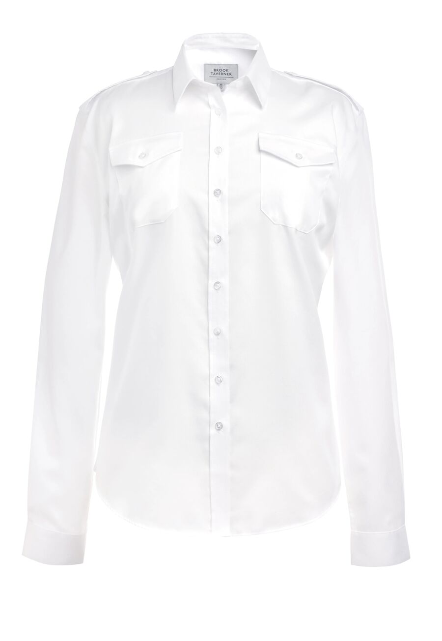 2426: Messina Non-Iron Pilot Shirt Womens Long Sleeve Shirts Brook Taverner White 6