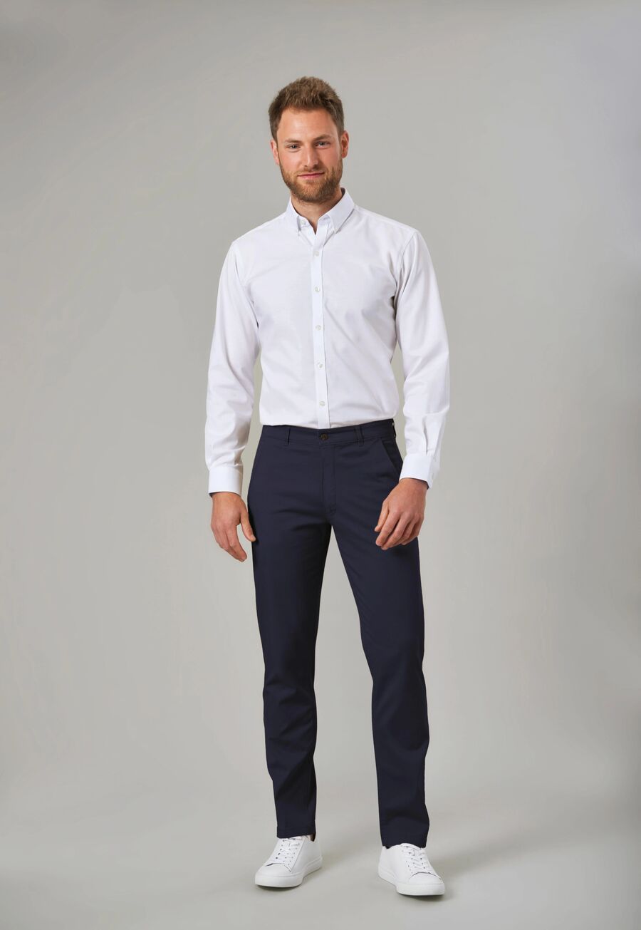 8058: Leo Mens Slim Fit Chino Mens Chinos Brook Taverner Navy 28 Short