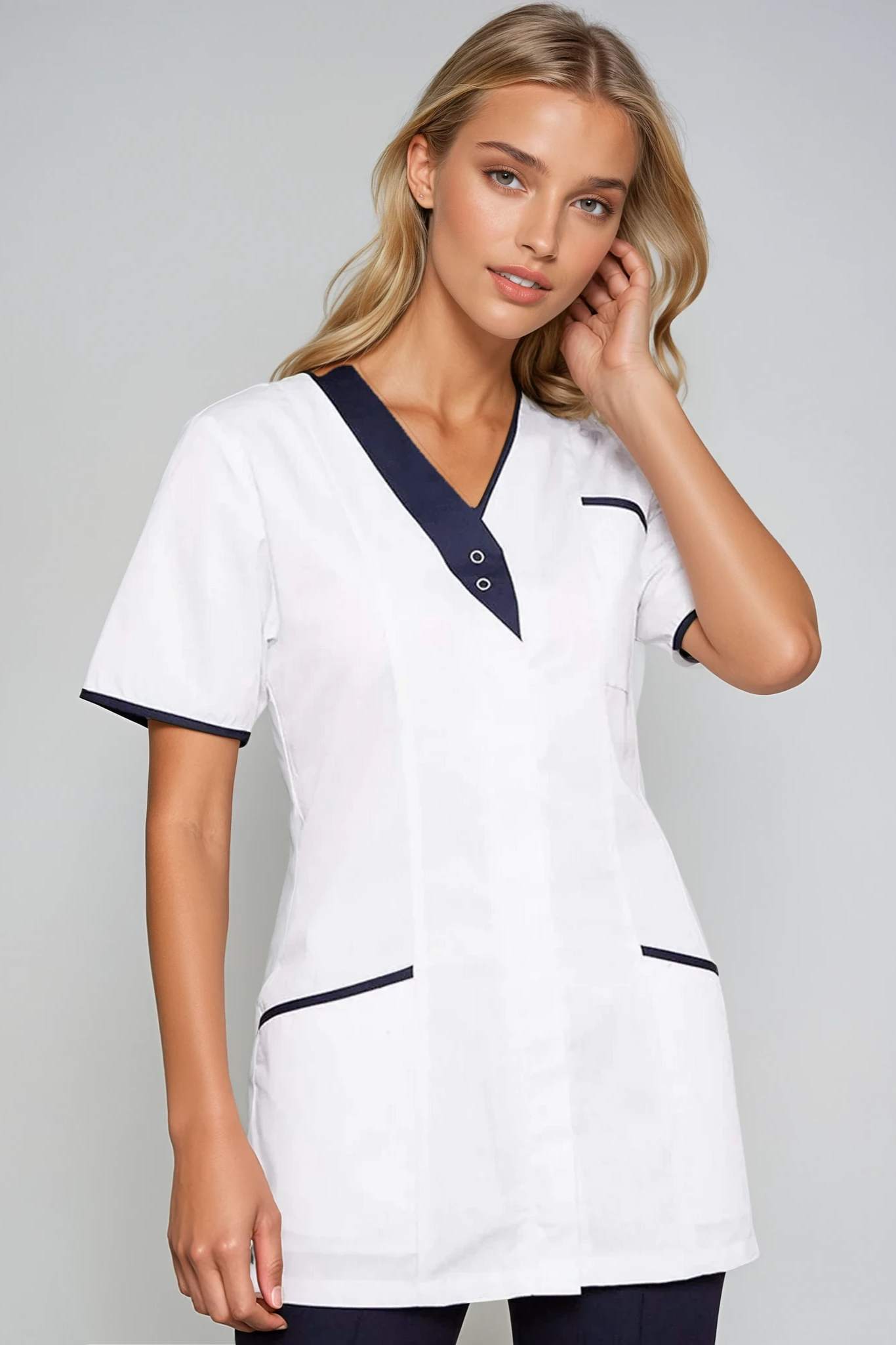 NALT - Ladies Asymmetric Tunic Ladies Healthcare Tunic Behrens White/Navy 6