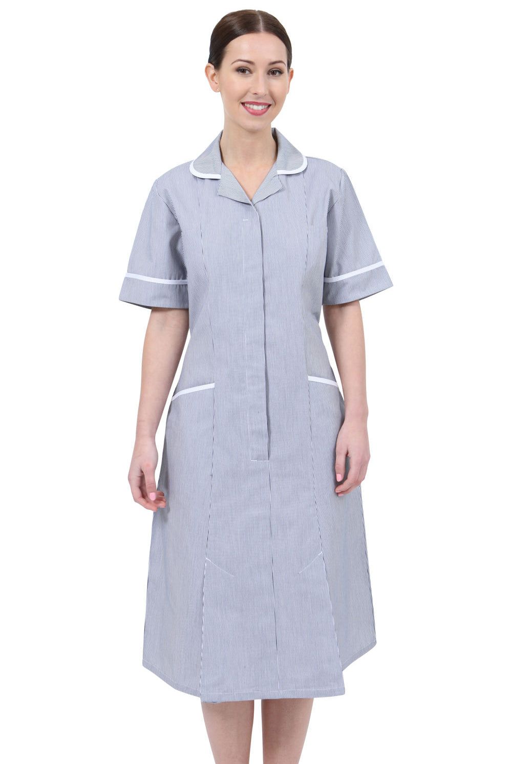 NCLD - Light Blue/White Striped Healthcare Dress Healthcare Dress Behrens Light Blue 6 Short